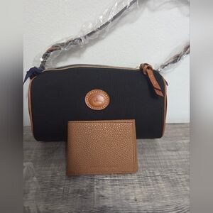 New Dooney & Bourke Black Nylon Shoulder Bag With DB Brown Wallet